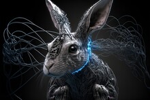 Portrait Of A Cyborg Bunny Being Created By Artificial Intelligence, Generative Ai