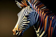 © Tony Baggett - Geometric zebra head with the face in a polygon abstract pattern, computer Generative AI stock illustration image