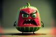 A cartoon watermelon character. Generative AI