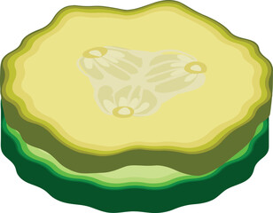Canvas Print - Cucumber slice icon isometric vector. Slice of fresh and salted green cucumber. Food concept, vegetable