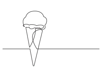 Poster - continuous line drawing vector illustration with fully editable stroke of ice cream cone