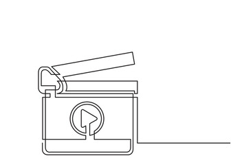 Poster - continuous line drawing vector illustration with fully editable stroke of movie production clapboard