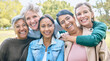 © Jade M/peopleimages.com - Nature, friends and portrait of group of women enjoying bonding, quality time and relax in retirement together. Diversity, friendship and faces of happy females with smile, hugging and wellness