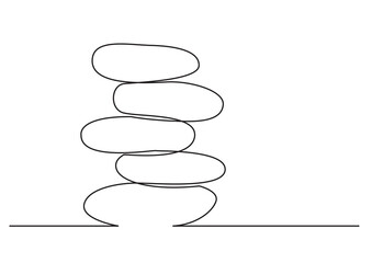 Poster - continuous line drawing vector illustration with fully editable stroke of rock balancing