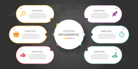 Poster - Creative concept for infographic element vector 6 options, steps, list, process. Abstract elements of graph, diagram with steps, options, parts or processes, timeline infographics, workflow or chart.