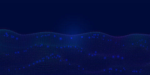 Aufkleber - Abstract technology background in the form of a wave. Social network or business big data connection technology concept. Crypto currency, big data, block chain and digital technology concept.