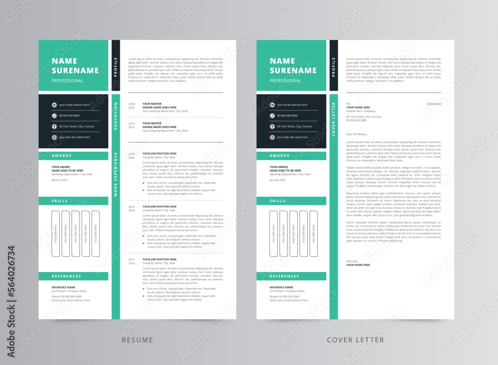 Resume Template, Professional Modern Resume Template, CV Template Stock ...