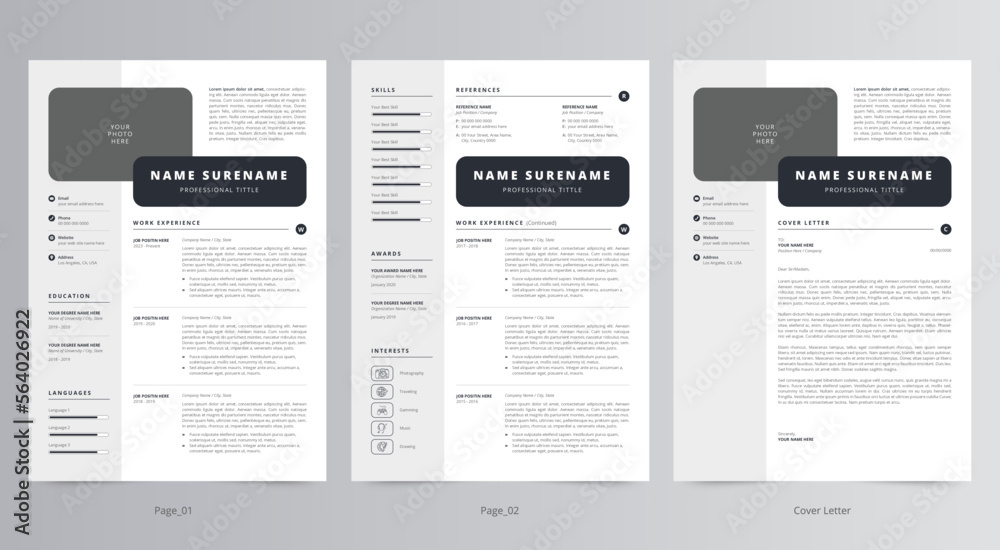 Resume Template, Professional Modern Resume Template, CV Template Stock ...