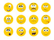 © virinaflora - Round abstract comic Faces with various Emotions. Cartoon drawing style. Different colorful characters, Flat design. Hand drawn trendy Vector illustration.