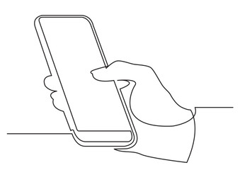 Poster - continuous line drawing vector illustration with fully editable stroke of hand using modern mobile p