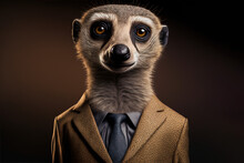Portrait Meerkat In A Business Suit On An Isolated Background, Generative Ai