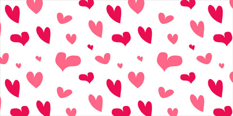 Aufkleber - Love heart seamless pattern illustration. Trendy hand-drawn doodle seamless pattern with hearts. Valentine's day holiday backdrop texture. Valentine's day pattern on transparent background. 