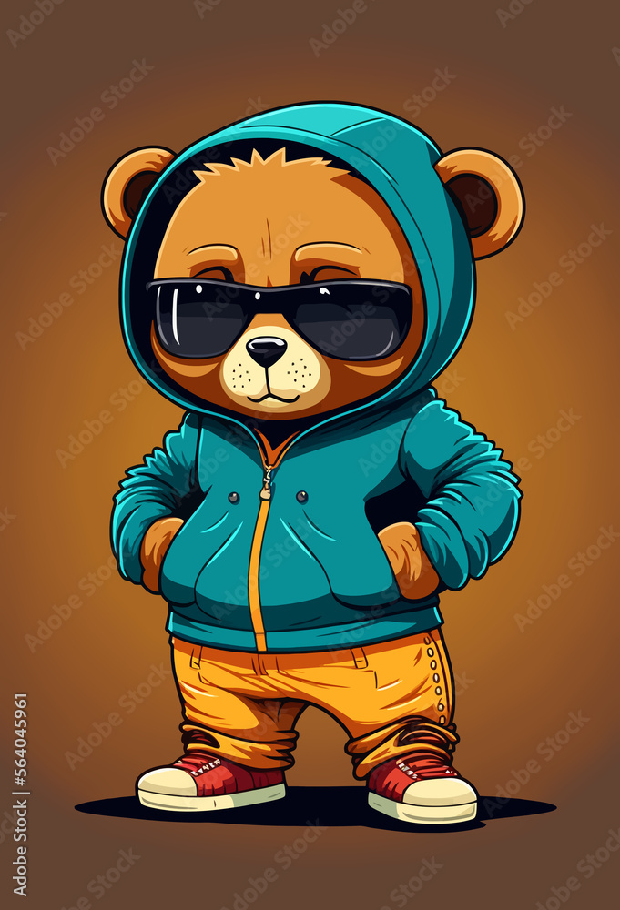 Pink Rapper Bear Cool teddy bear in tracksuit. Rapper, dancer, hipster Stock ...
