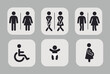 sanitary signage icons, restroom area vector indicators