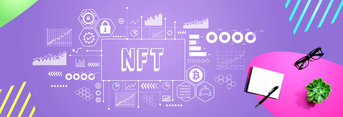 Poster - NFT theme with notebook and pen