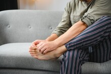 Man's Legs Have Symptoms Itchy Feet Caused By Fungi.