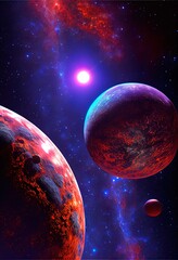 Wall Mural - a deserted abstract colorful alien landscape. alien planets during sunrise. a beautiful landscape on
