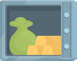 Poster - Open safe icon cartoon vector. Deposit bank. Money gold