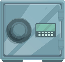 Poster - Cash box icon cartoon vector. Bank safe. Steel security