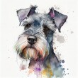 Generative AI from a watercolor of a schnauzer dog
