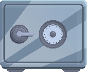 Poster - Metal cash box icon cartoon vector. Bank safe. Safety gold