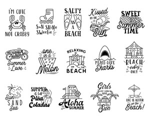 Wall Mural - Summer badges big set with different quotes and sayings - Sweet Summer Time. Retro beach logos. VIntage surfing labels and emblems. Stock graphics