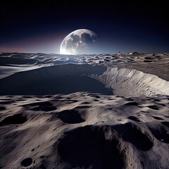 Wall Mural - a deserted abstract colorful moon landscape. alien planets during sunrise. a beautiful landscape on 