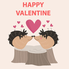 Sticker - Flat illustration of Cute Animals Valentine suitable for kid design