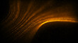 Beautiful Golden Particles Wave and light abstract background