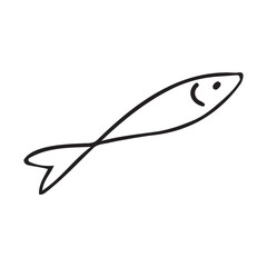 Wall Mural - Vector hand drawn doodle sketch fish isolated on white background