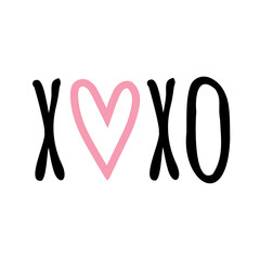 Canvas Print - Vector hand drawn doodle sketch xoxo lettering with heart isolated on white background