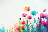 Fototapeta Boho - Colorful abstract flower meadow illustration. Generative AI.