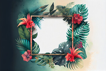 Poster - Tropical frames with leaves, flowers for party invitations, sale posters and wedding cards. Collection of templates.