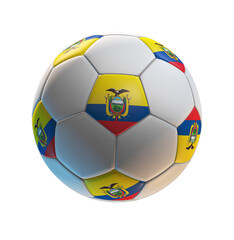 Wall Mural - Soccer ball with the flag of Ecuador on isolated transparent. 3D Rendering