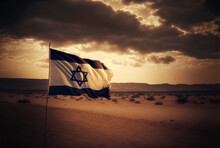 Israelische Flagge In Der Wüste - Generative AI