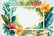 Tropical frames with leaves, flowers for party invitations, sale posters and wedding cards. Collection of templates.