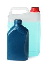 Blue Bottle And Canister On White Background
