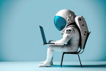 Astronaut Sitzt An Einem Schreibtisch Und Arbeitet Am Laptop - Generative AI