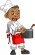 A African man works as a professional chef