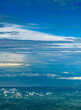 Landscape pov from plane travel drone clouds over sea of cartagena de indias colombia
