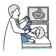 内視鏡検査を受ける患者と医者　胃カメラ　ブルー