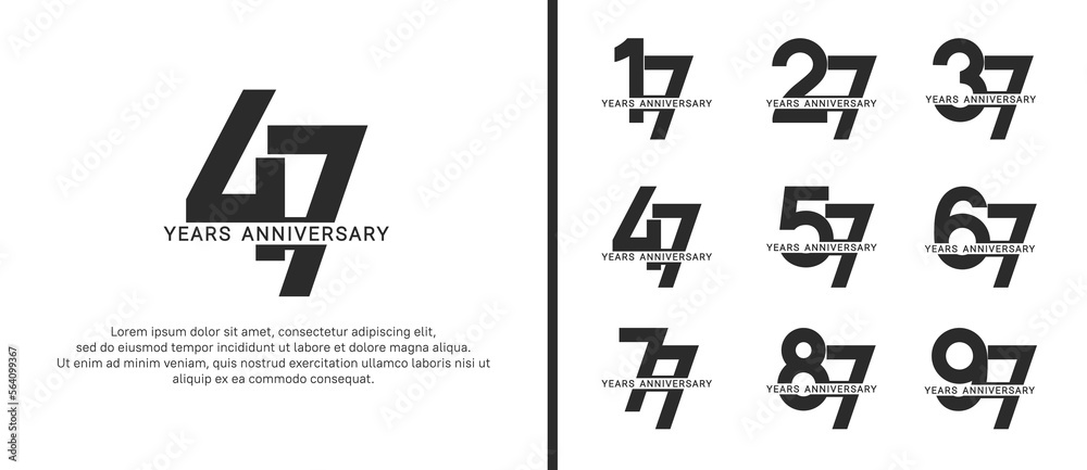 set of anniversary logo style black color on white background for ...