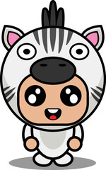 Canvas Print - cartoon character vector illustration of cute zebra animal mascot costume