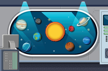 Wall Mural - a room decorated with solar system planets template