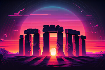 Stonehenge Background Illustration. Generative Ai.