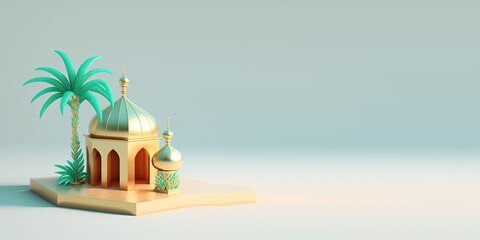 Poster - 3D Mosque Illustration for Islamic Event