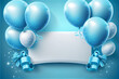 © FrankBoston - Blue birthday decor with balloons an presents ideal for celebration backgrounds, generative AI