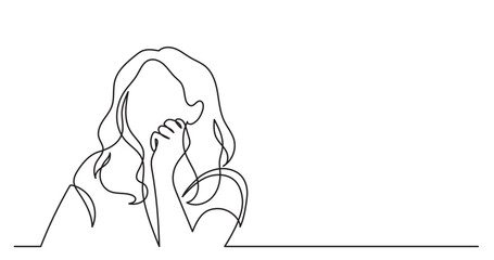 Poster - continuous line drawing vector illustration with fully editable stroke of young woman dreaming think