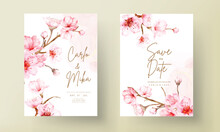 Beautiful Pink Cherry Blossom Floral Watercolor Invitation Card
