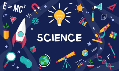 Colorful science education background, Science Doodle background illustration